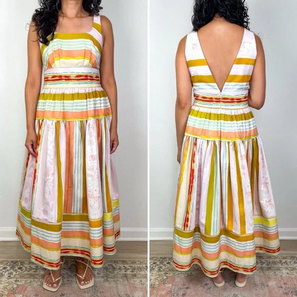 Hunter Bell Mara Abstract Stripe Midi Dress NWT Size 4 - Picture 3 of 14